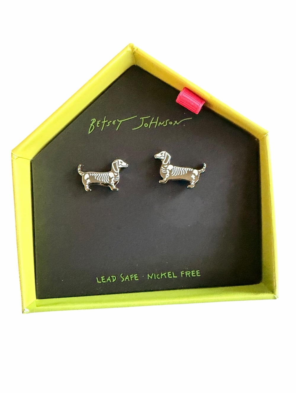 Betsey Johnson Silver Dachshund Stud Earrings